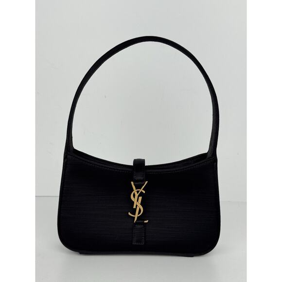 Saint Laurent Le 5 A 7 Mini Hobo Bag Black Satin - Picture 2 of 16